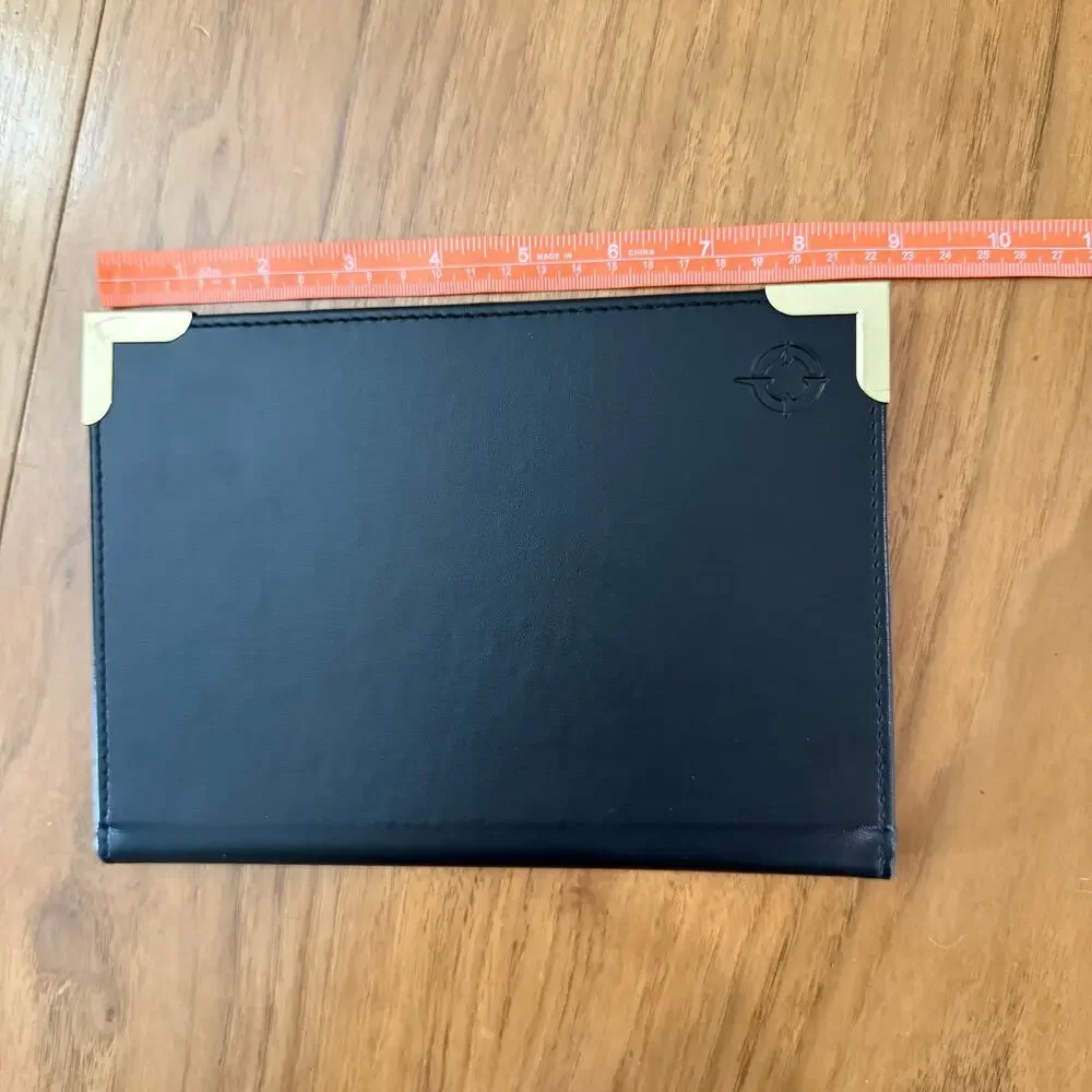 Vintage Franklin Covey Small Padfolio Brass Corners Black Planner 9 x 6.5 in